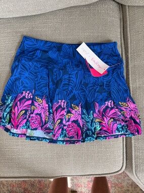 Lilly Pulitzer Navy Skort with Pink & Teal Floral Trim